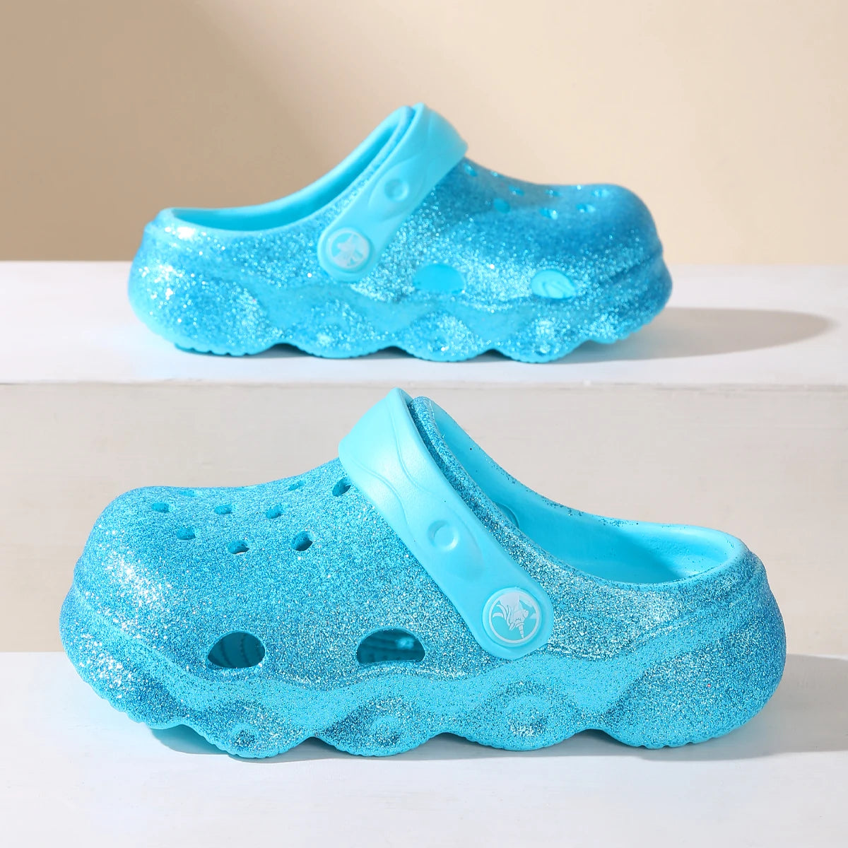 Girls Classic Casual Glitter Clogs, Slip-On Beach Slippers, Non-Slip Garden Clogs Shoes for the Beach 1214