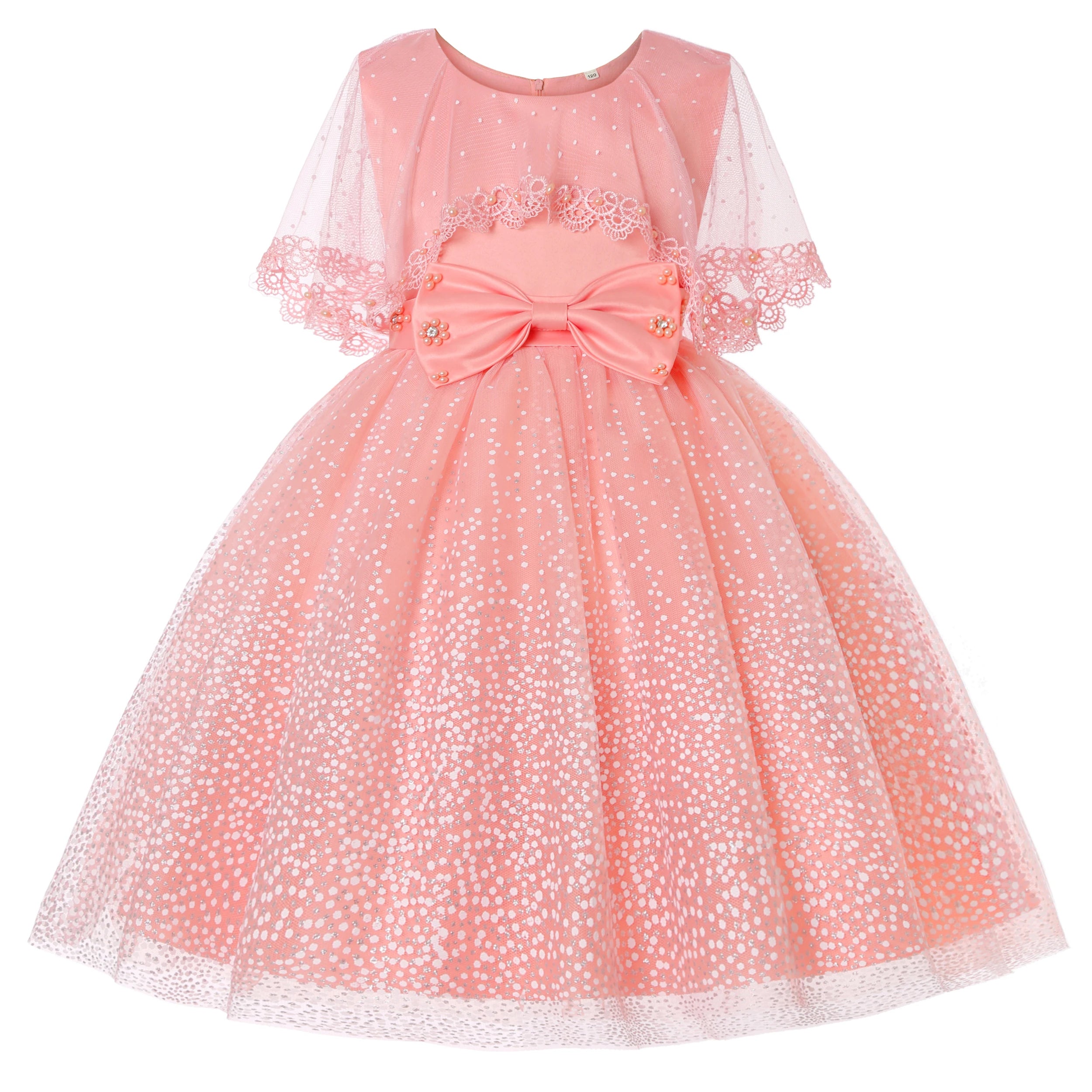 Girls' Holiday Party Dress with Shawl Net Bow Children's Dress for Special Occasions New Ins Style
