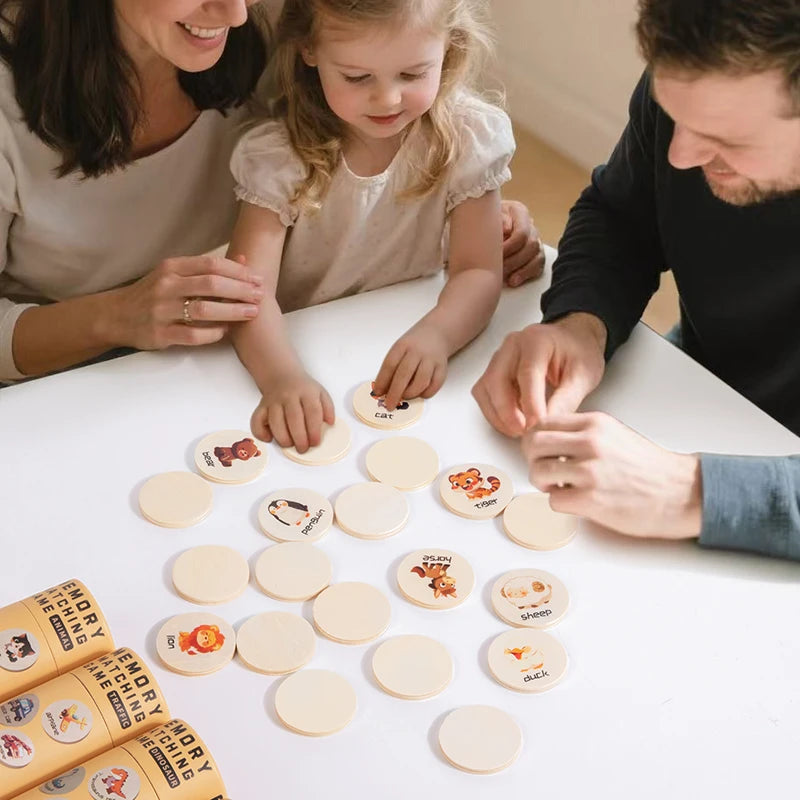 Wooden Memory Match Stick Chess Game Board Colorful Puzzles Montessori Educational Toy for Children Cognitive Learning