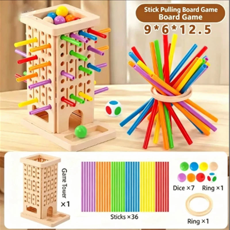 Montessori Stick Pulling Game - Colorful Fine Motor Skills Toy, Parent-Child Interactive Educational Toy