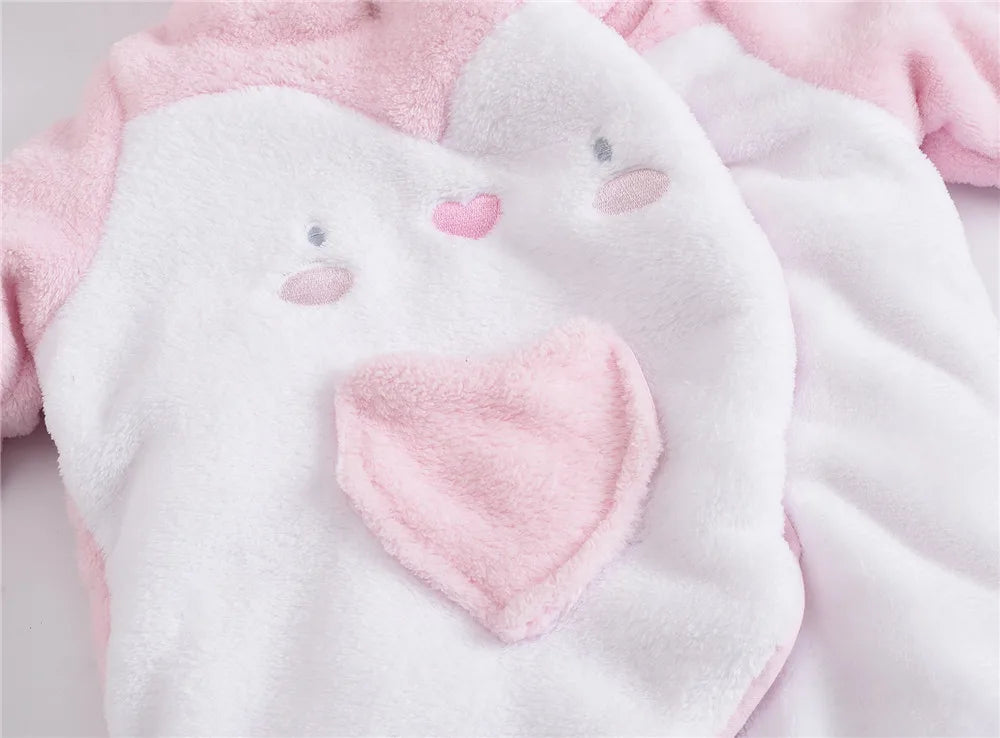 Winter Baby Girls Rompers Long Sleeve Hooded Design Premature Cotton Thicken Cartoon Clothes