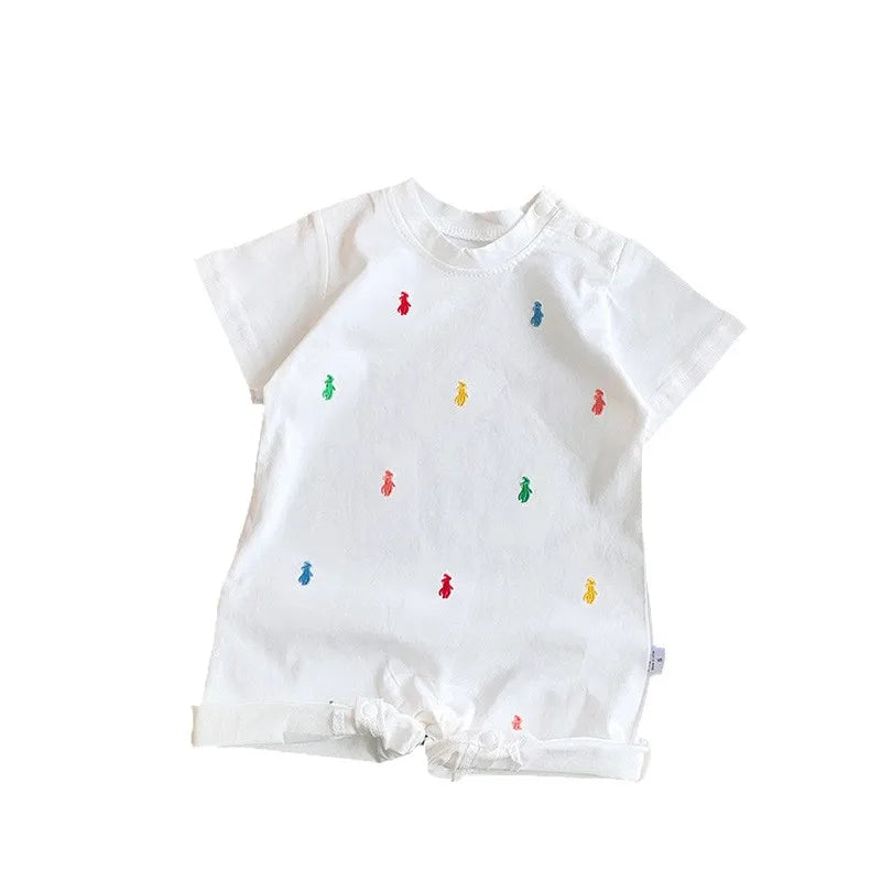 New Summer Clothing Short-sleeved Open-file Baby Onesie, Male and Female Baby Thin Pajamas, Climbing Clothes