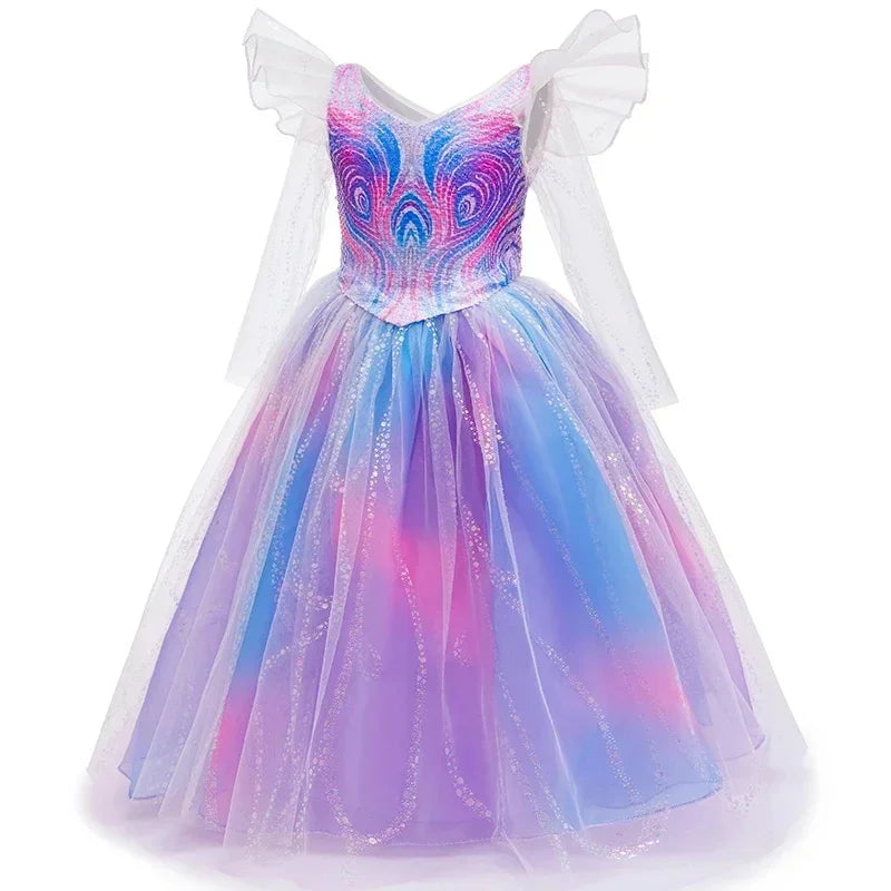 Girls Party Dresses Princess Perform Clothes With Accessory New Movie Witch Glinda Cosplay Costumes Children Carnival Outfits