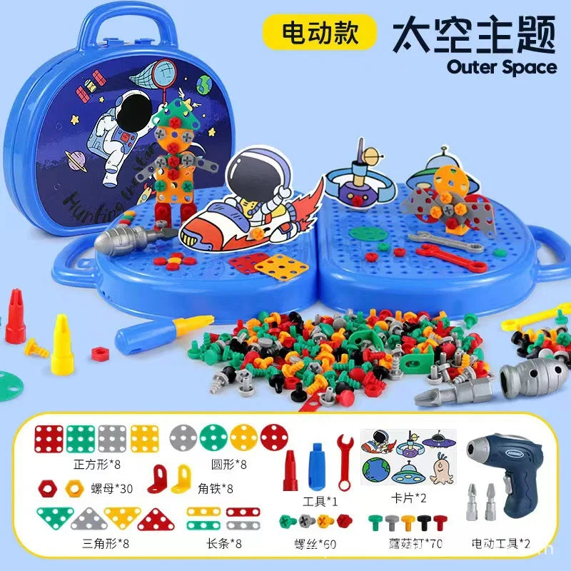 Magic Montessori Toy Play Toolbox with Electric Drill Educational Construction Engineering Toys Creative Kids DIY Learning Toys