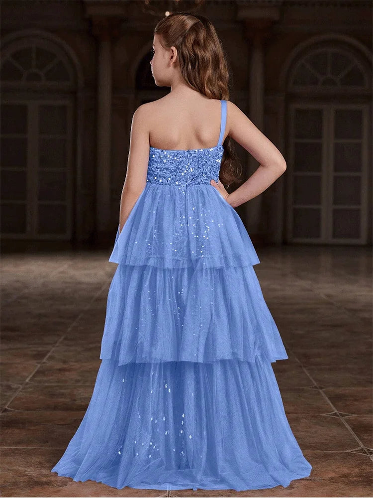 Girls Birthday Party Evening Dress Wedding Banquet Luxury Flower Girl Mesh Evening Dress Girl Stage Evening Dress Prom Gown