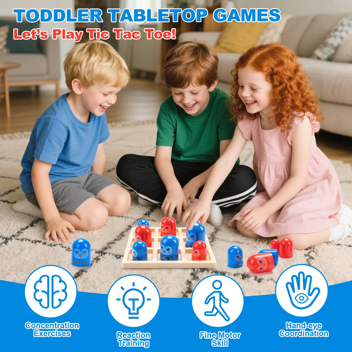 Classic Tic Tac Toe Toys Table Board Intelligence Montessori Toys Family Party Board Game Kids Gifts Fun Parent-Child Game