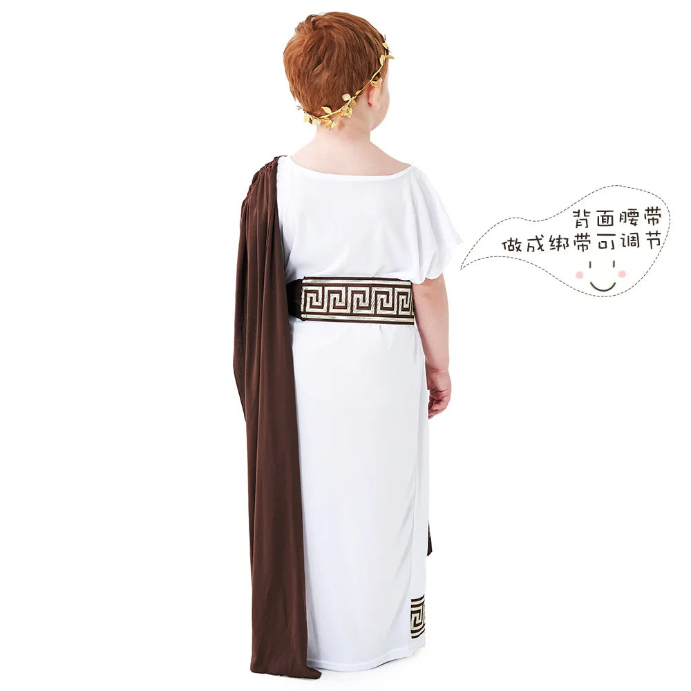 Children's clothing for boys Roman toga costume Children's festival Day  Ancient Greek mythology cosplay costume party Dress up