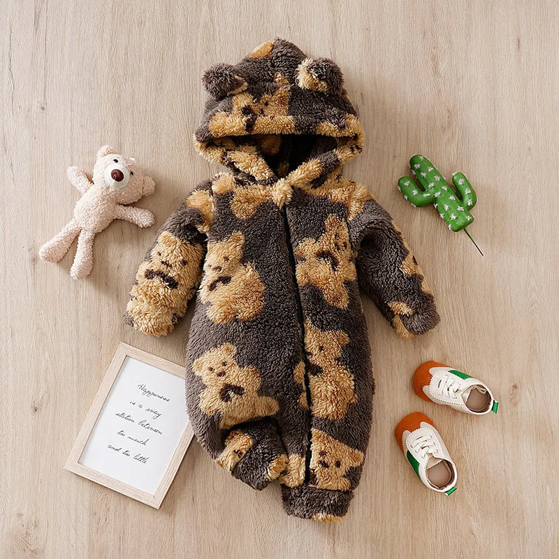 Autumn and Winter 0-18 Months Newborn Knitted Romper Baby Boy Girl Clothes bear Warmth Onesie Lovely Comfortable Hats Hipster