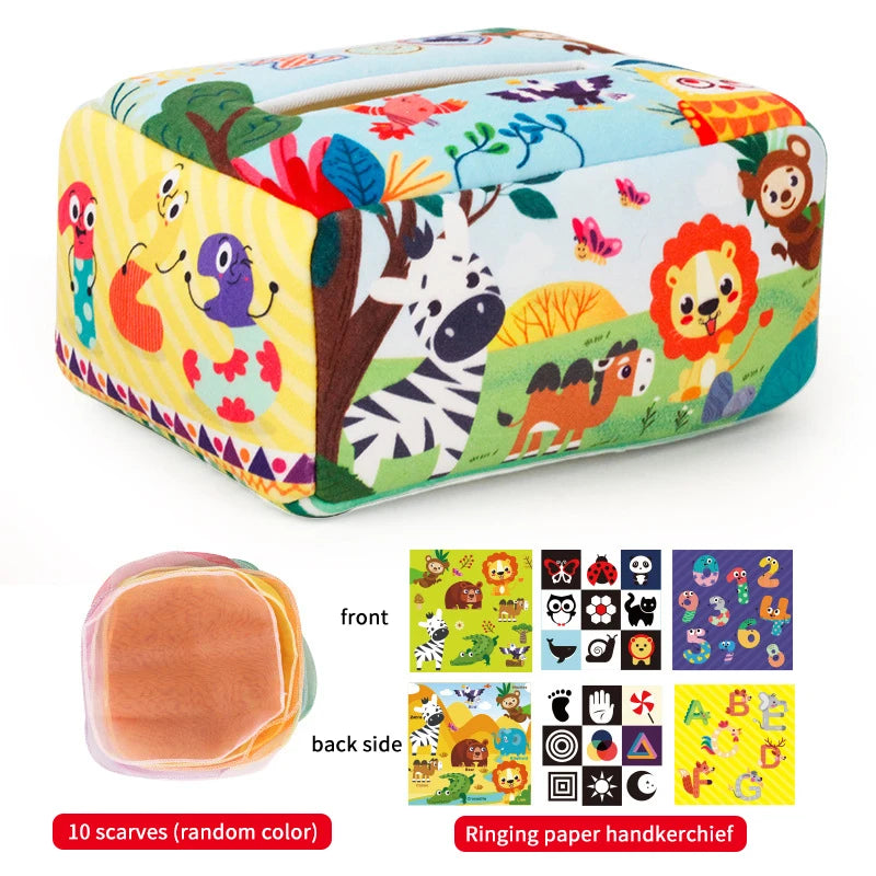 Baby Montessori Toy,Magic Tissue Box,Educational Learning Activity Sensory Toy For Kids Finger Exercising Busy Board Baby Game