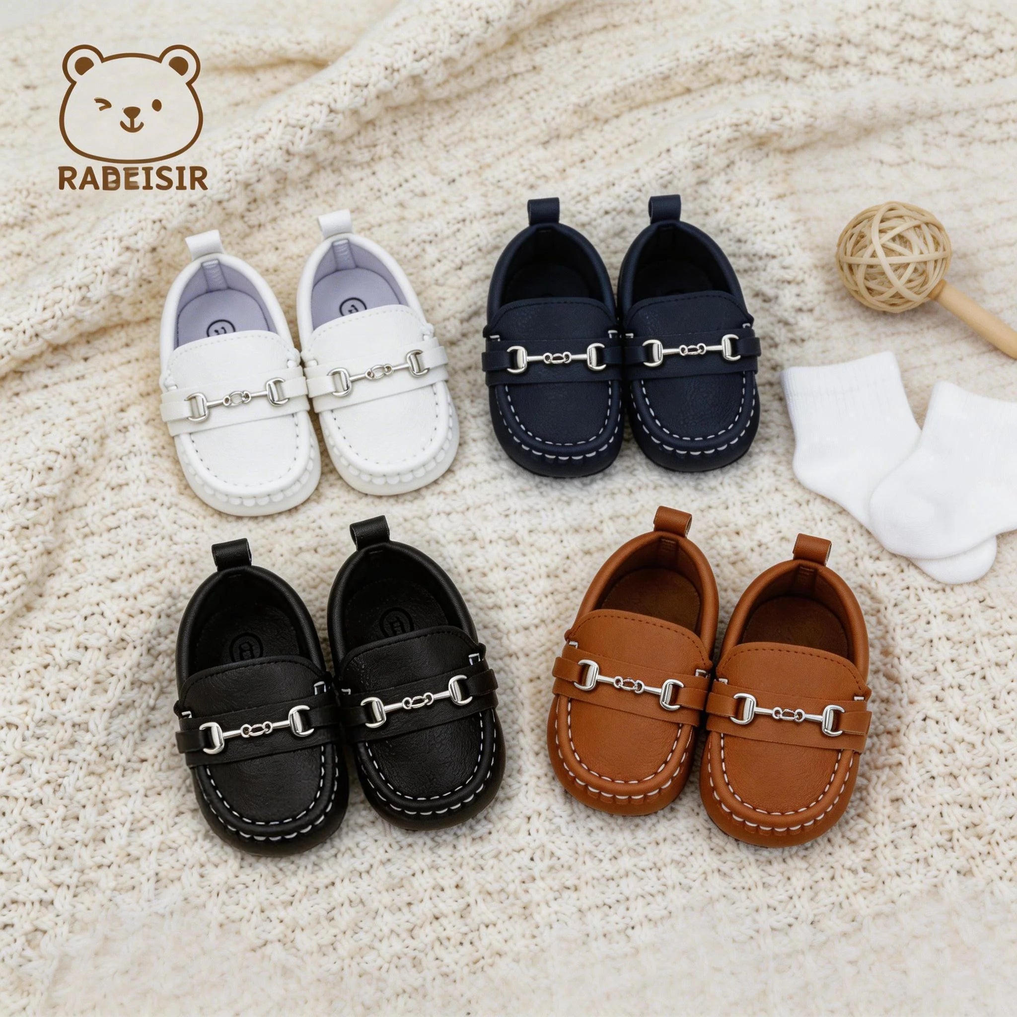 Spring and Autumn Baby Walking Shoes, Unisex Baby Loafers, British Style Small Leather Shoes, Classic and Simple