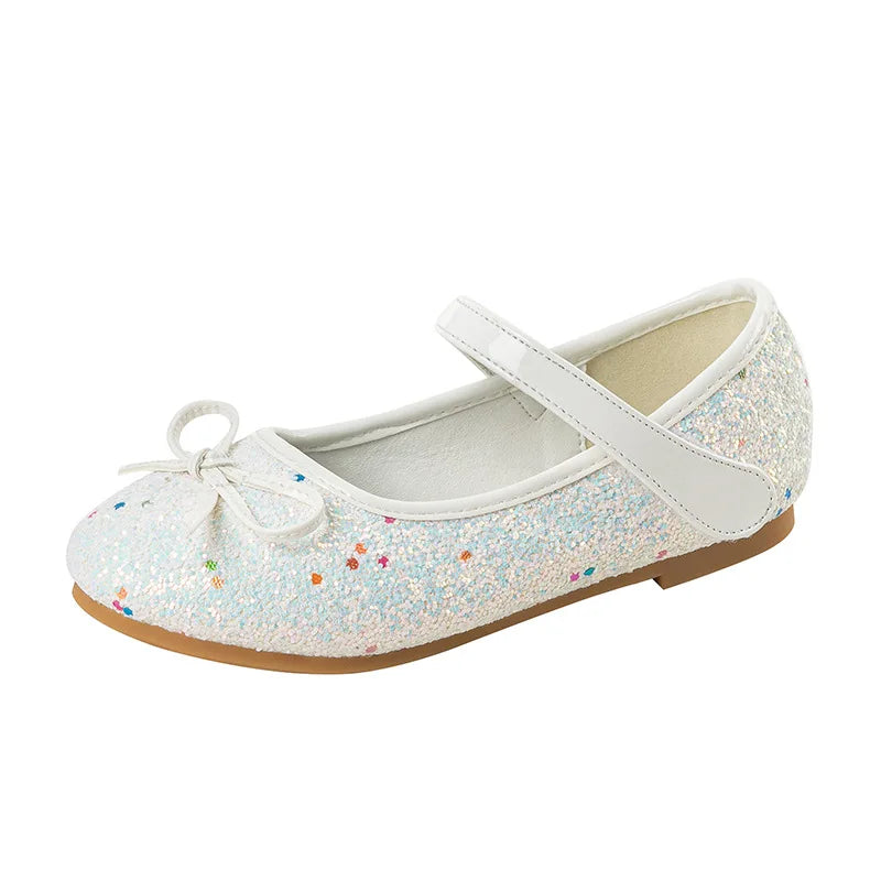 Brand Girl Shoe Autumn Sequins Dress for Girls Bow Princess Shoes Middle Large Child Flat Shoe Versatile Women Shoe Zapatos Niña