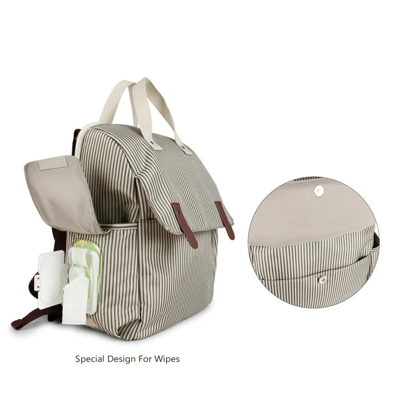 Double/Single Shoulder Mommy Bag with Urinal Pad, Independent Bottle Holder, Multi-functional Maternity Travel Trolley Bag