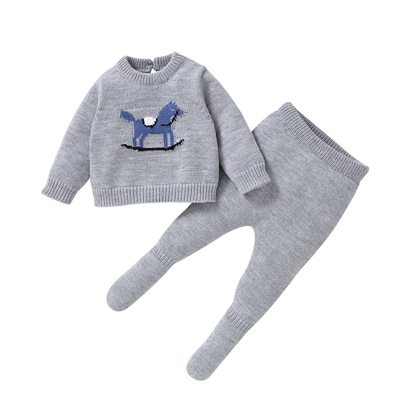 Winter Baby Boys Clothes 0-9m Autumn Outwear Newborn Girls Full Sleeves Sweaters Jumpers+Pants Outfits Sets 2pcs Infant Knitwear