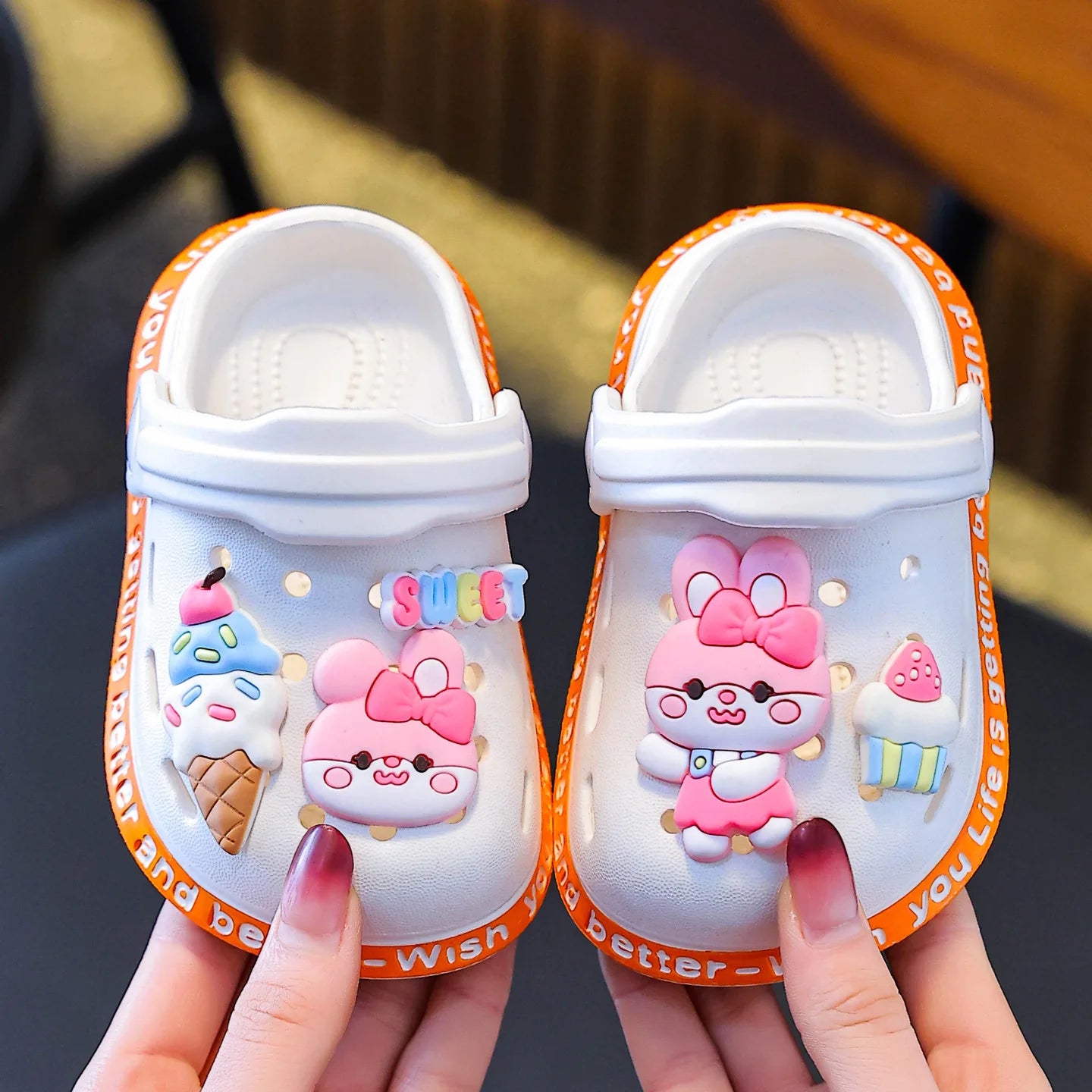 New Children Baby Shoes for Boys Girls Cute Cartoons Kids Mules Clogs Summer Garden Beach Slippers Sandals Cave Hole