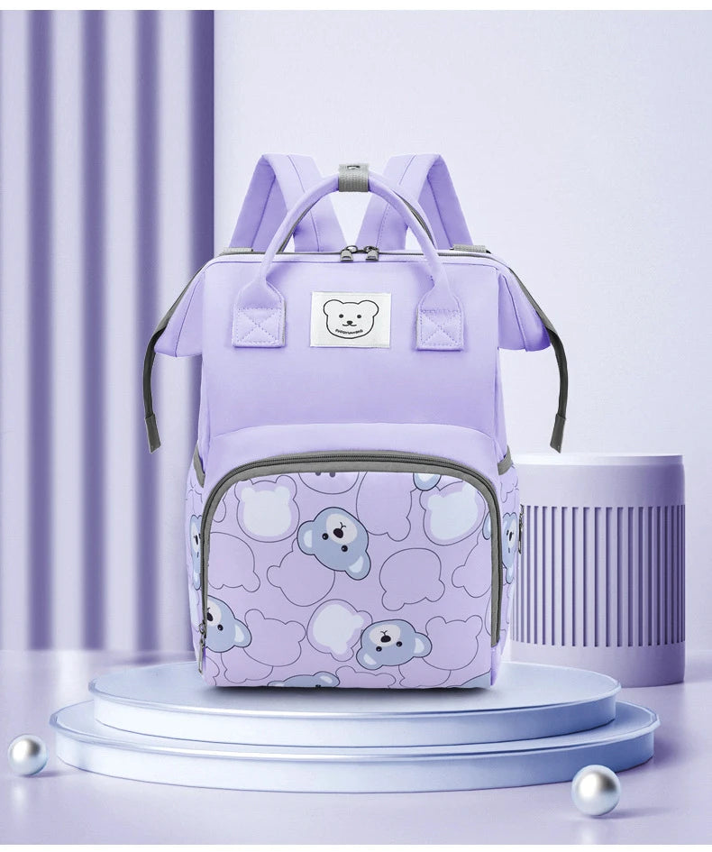 Baby Nappy Bag Mommy Maternity Backpack Baby Diaper Bag For Stroller Fashion Printed Bear Large Capacity Waterproof Diaper Bag