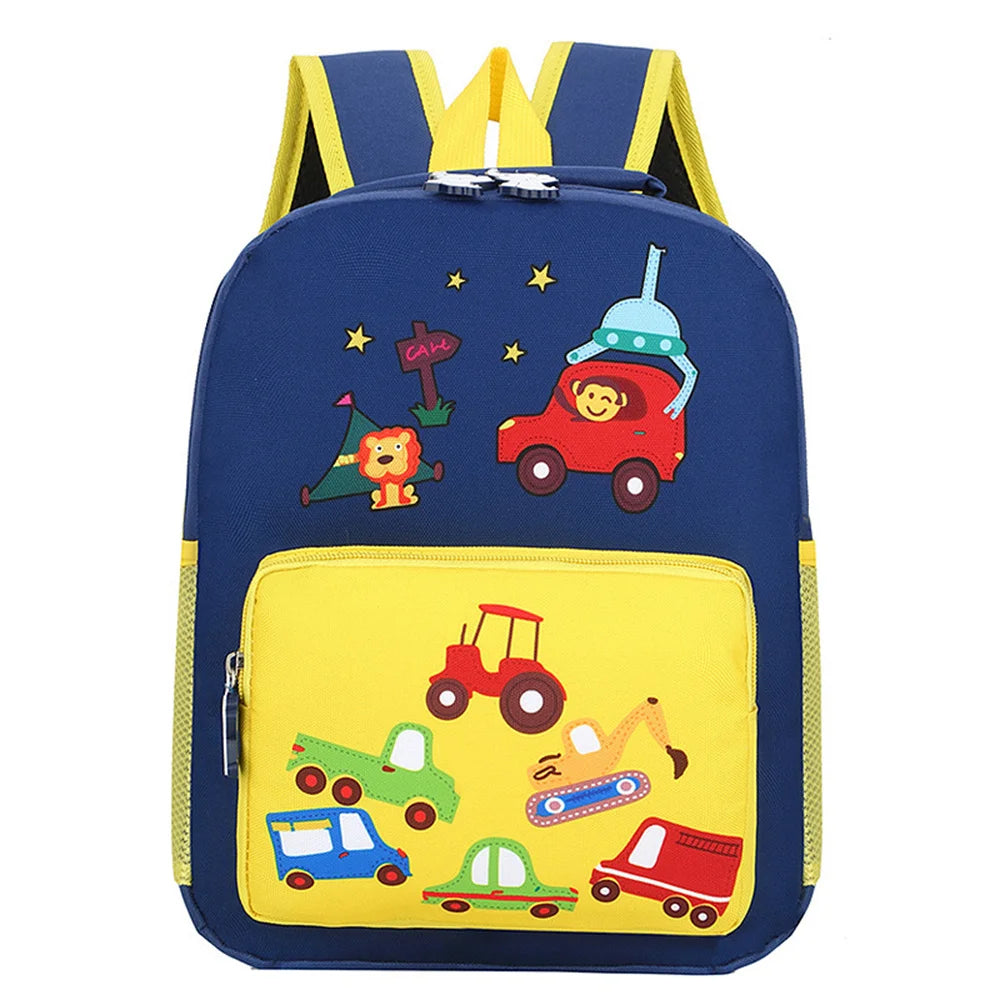 Cartoon Cars Kindergarten Backpacks Personalized Embroidered Name Children's Schoolbags Custom Name Baby Outgoing Snack Bags