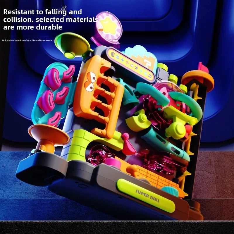 Educational Montessori Toys Multilayer Track Adventure Game Rail Rolling Ball Model Interactive Brain Kids Christmas Gift