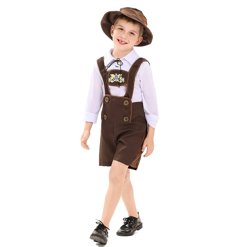 Children's Boys Girls German Oktoberfest Costume Bavarian Dress Kids Overalls Pants Cosplay Carnival Party Halloween Masquerade