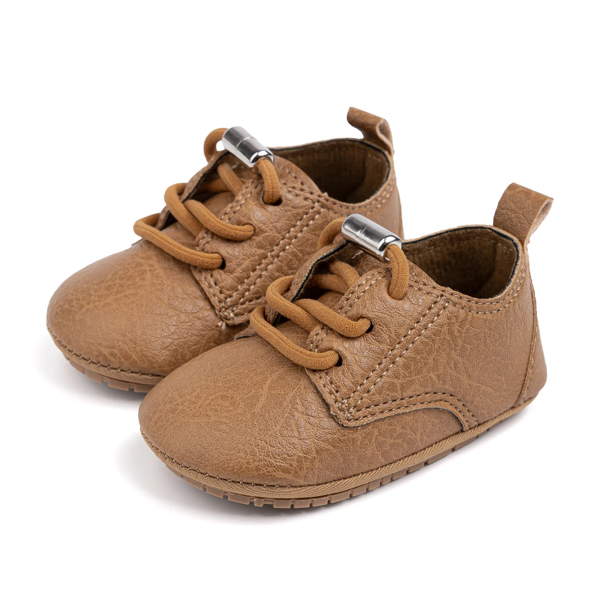 Boys Girls Shoes Retro Leather Casual Sneakers Lace Up Wear-resistant Rubber Soft Anti-slip Sole Toddler First Walkers 2-colors