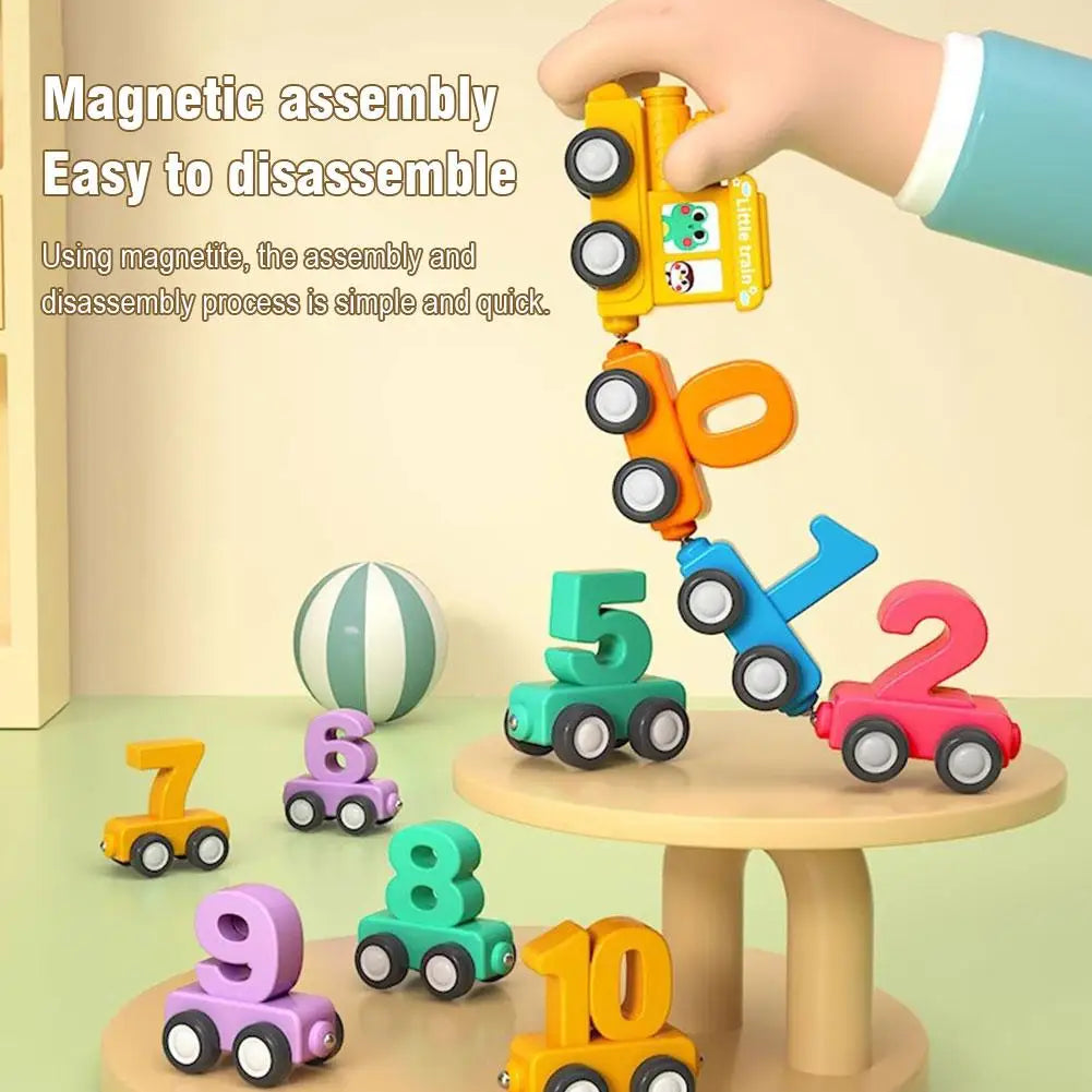 Montessori Educational Toy Train Set Wooden Magnetic Number Train Toys Early Cognition Learning Teaching Sets For Toddlers