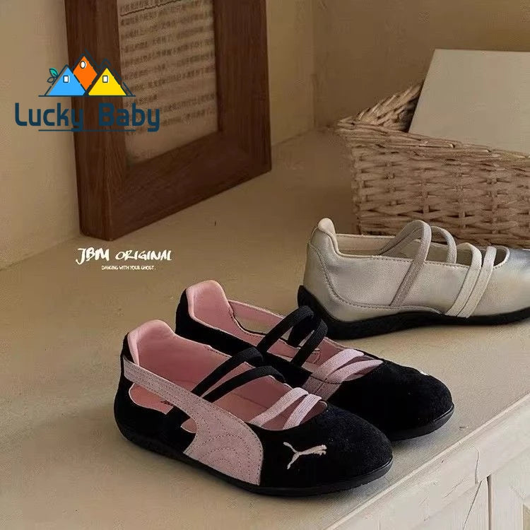Girls Soft Bottom round Toe Princess Shoes Spring Autumn Seasonal Slip-On Baby Low Cut Single Shoes Comfortable Running Shoes
