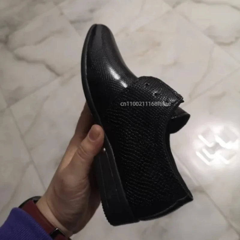 Boys' Dance Leather Shoes New British Style Leather Material Lace Up Children's Student Black Stage Dance Performance Shoes