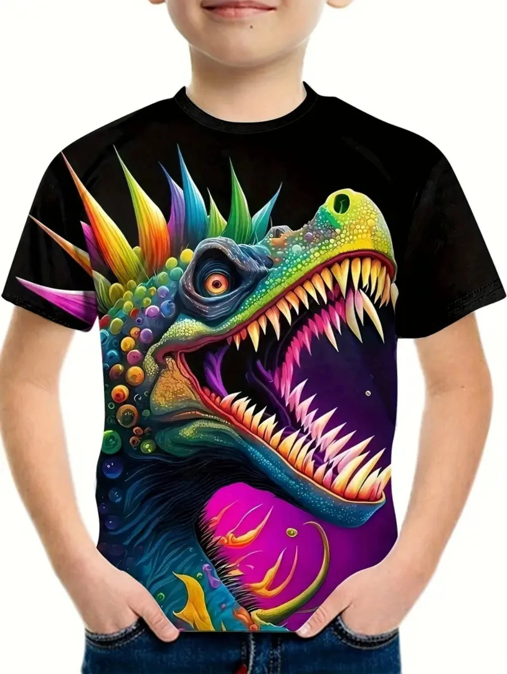 Boys Kids Clothes 3D Print Cartoon Dinosaur Graphic T Shirts Fashions Summer Streetwear O-Neck Short Sleeves T-Shirts for Boys