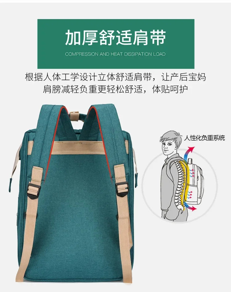 Baby Bed Mother Large Capacity Nappy Milk Bottle Backpacks with Changing Mat Convenient Baby Nursing Bags Gift Mommy Diaper Bags