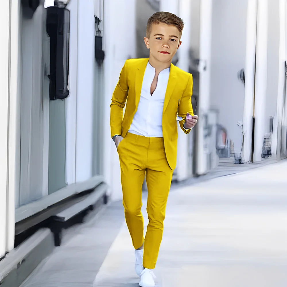 Khaki Suit for Boys Fashion Summer Jacket Pants 2-piece Set Custom Suit Wedding Boys Dress 2-16 Years Old Outfit