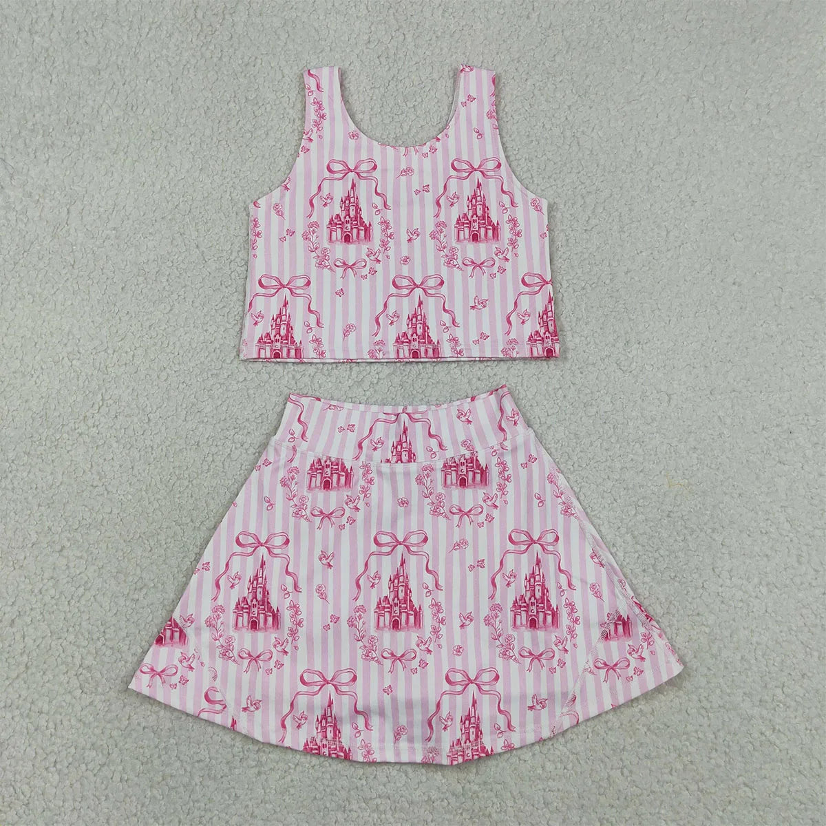 Baby Girls Clothes Dresses Toddler Girl Summer Athletic Acive Wear with Under Pink Castles Yoga Vest Top Sports Skorts Sets
