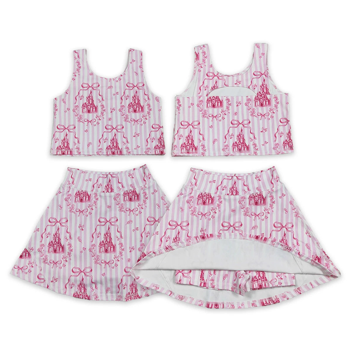 Baby Girls Clothes Dresses Toddler Girl Summer Athletic Acive Wear with Under Pink Castles Yoga Vest Top Sports Skorts Sets