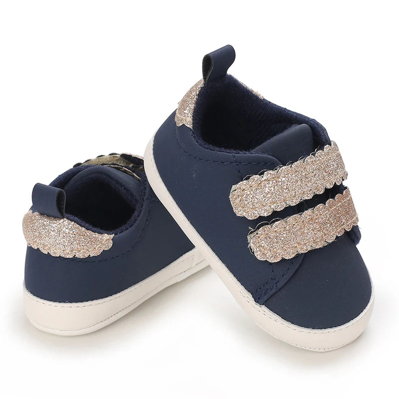 Baby Shoes Infant Pre-Walker Shoes, Floral Embroidery/ Bow Princess Sneakers, Soft Sole Casual Footwear for Baby Girls0-18M