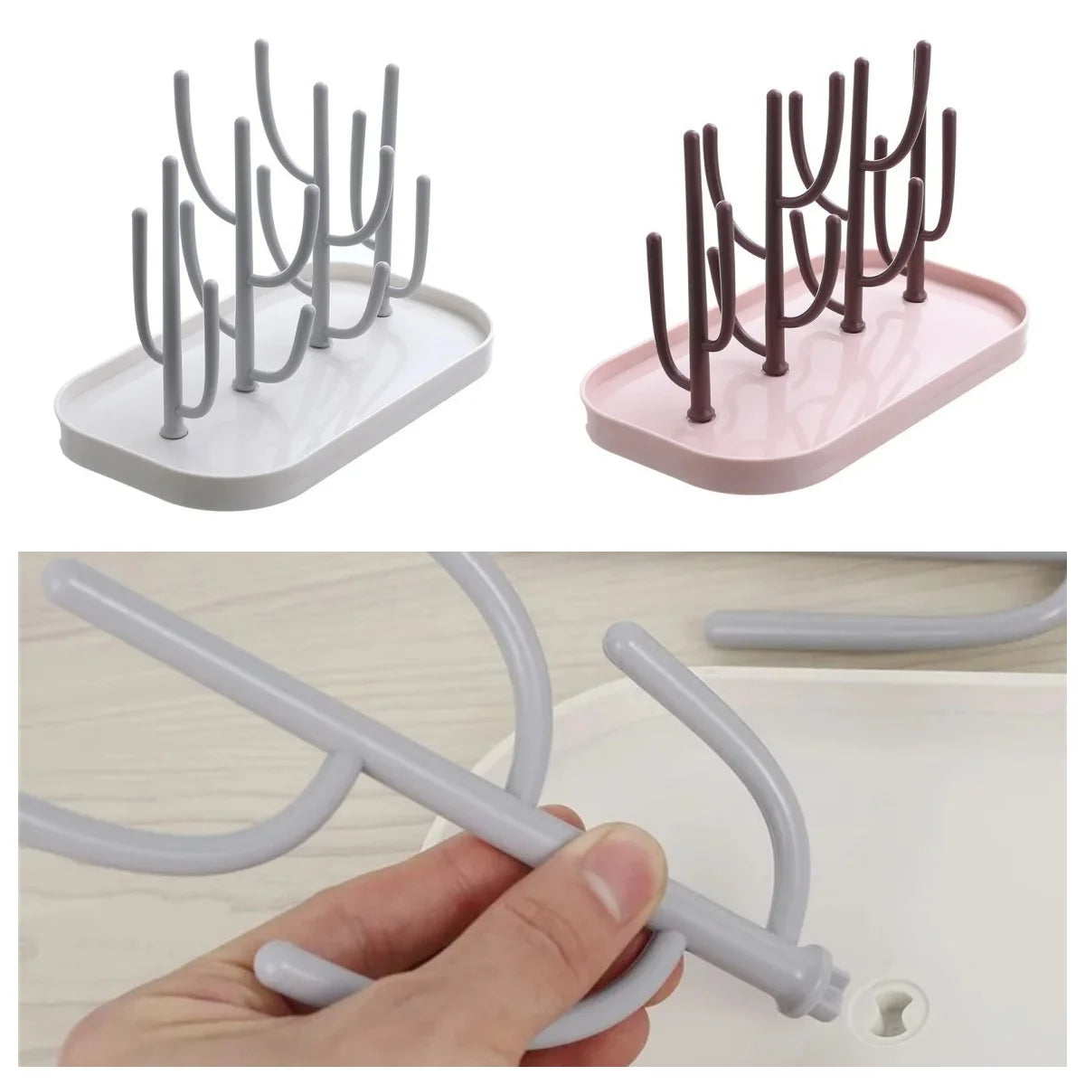 Baby Essentials Bottle Drying Rack for Kitchen Counter,Detachable Bottle Dryer Holder with Base.for Nipples,Cups,Pump Parts