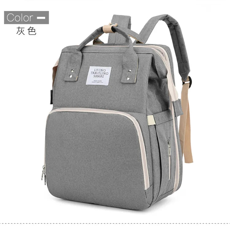 Baby Bed Mother Large Capacity Nappy Milk Bottle Backpacks with Changing Mat Convenient Baby Nursing Bags Gift Mommy Diaper Bags