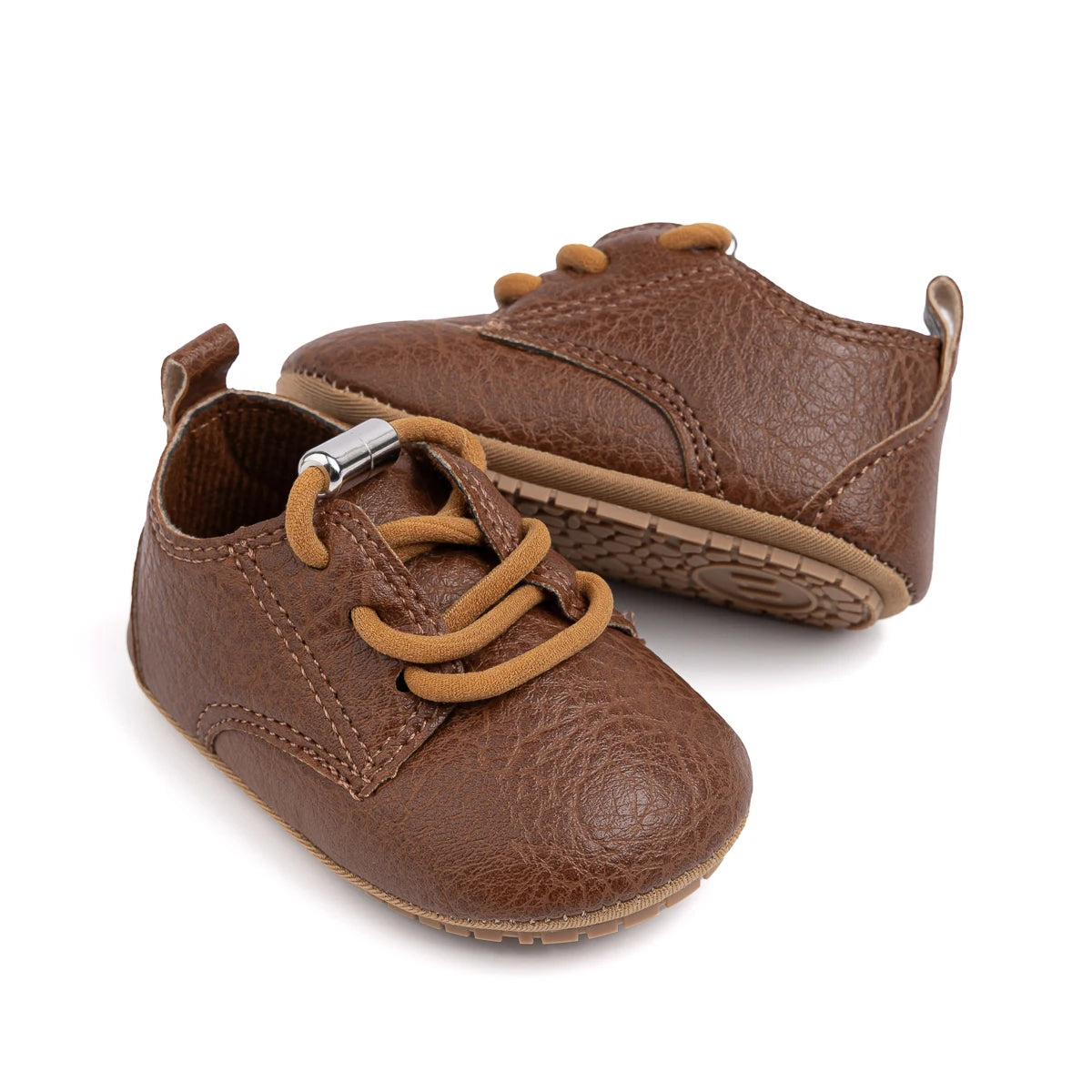Boys Girls Shoes Retro Leather Casual Sneakers Lace Up Wear-resistant Rubber Soft Anti-slip Sole Toddler First Walkers 2-colors