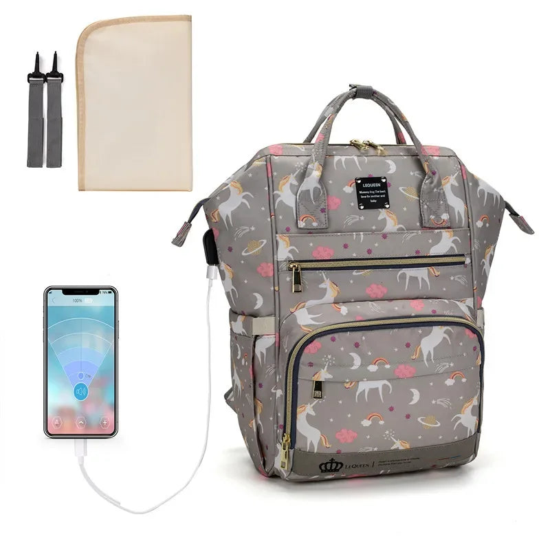 Baby Nappy Bag Mummy Bag Backpack Waterproof Storage Handbag Outdoor Travel Mommy Maternity Bag For Baby Stuff Gray Diaper Bags
