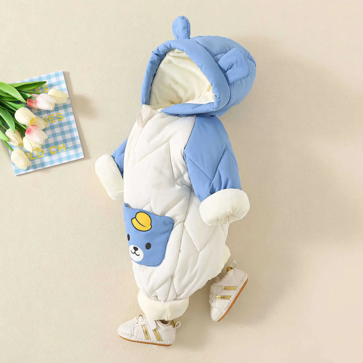 Winter Baby Outwear Clothing Fur Lining Warm Toddler Girl's Boy's Rompers Cartoon Bear Infant Jumpsuit