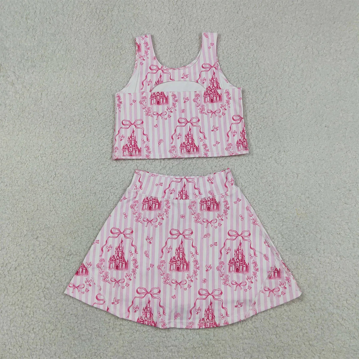 Baby Girls Clothes Dresses Toddler Girl Summer Athletic Acive Wear with Under Pink Castles Yoga Vest Top Sports Skorts Sets