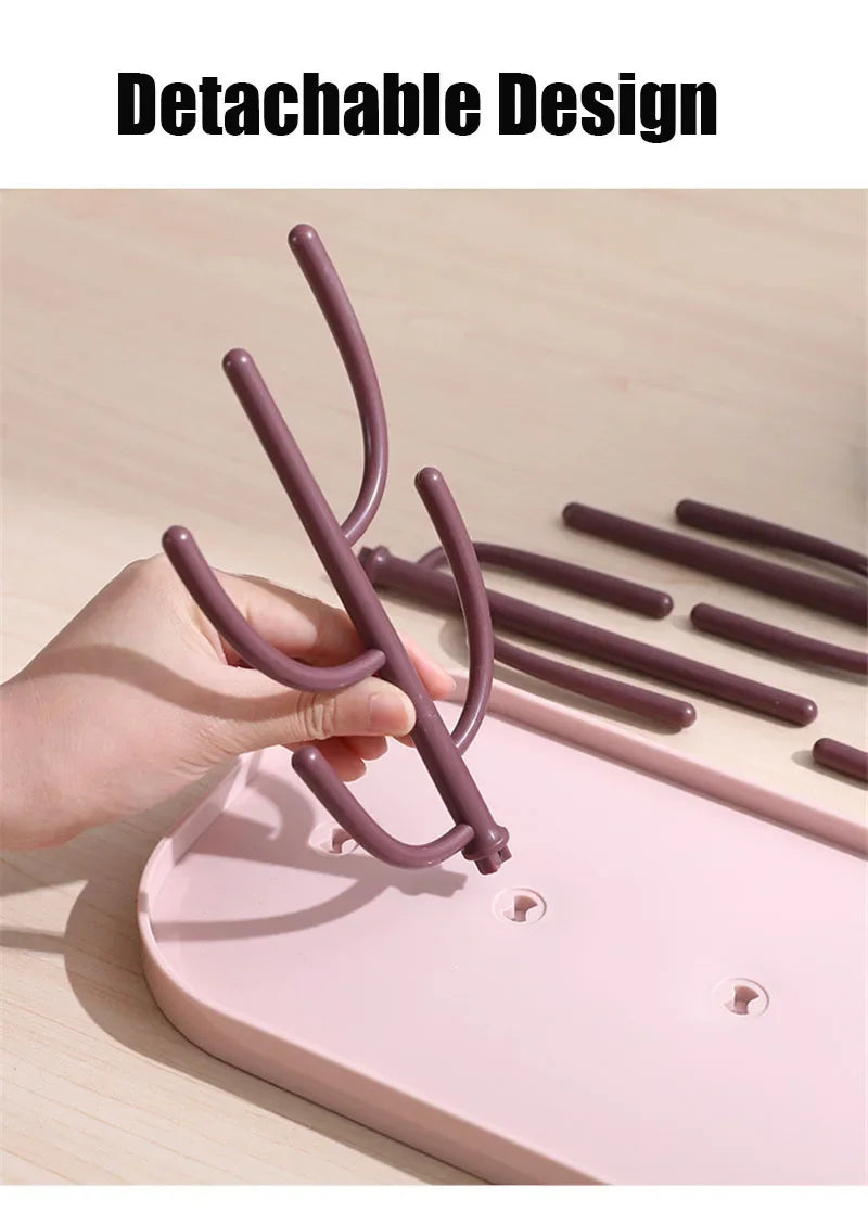Baby Essentials Bottle Drying Rack for Kitchen Counter,Detachable Bottle Dryer Holder with Base.for Nipples,Cups,Pump Parts
