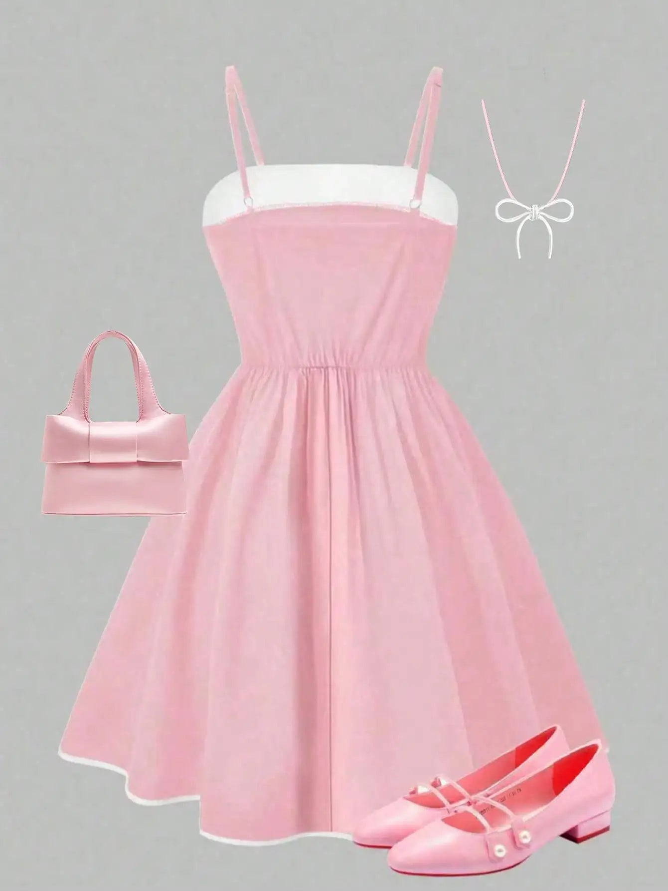 Girls' dress summer outfit; children's summer bow dress; girls' medium and large dress for parties, outdoors, travel