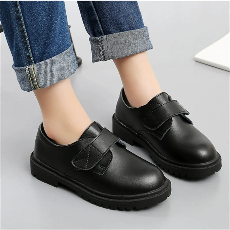 Kids Shoes Boys Leather Shoes Autumn 2025 New Children Black Soft Sole School Performance Shoes