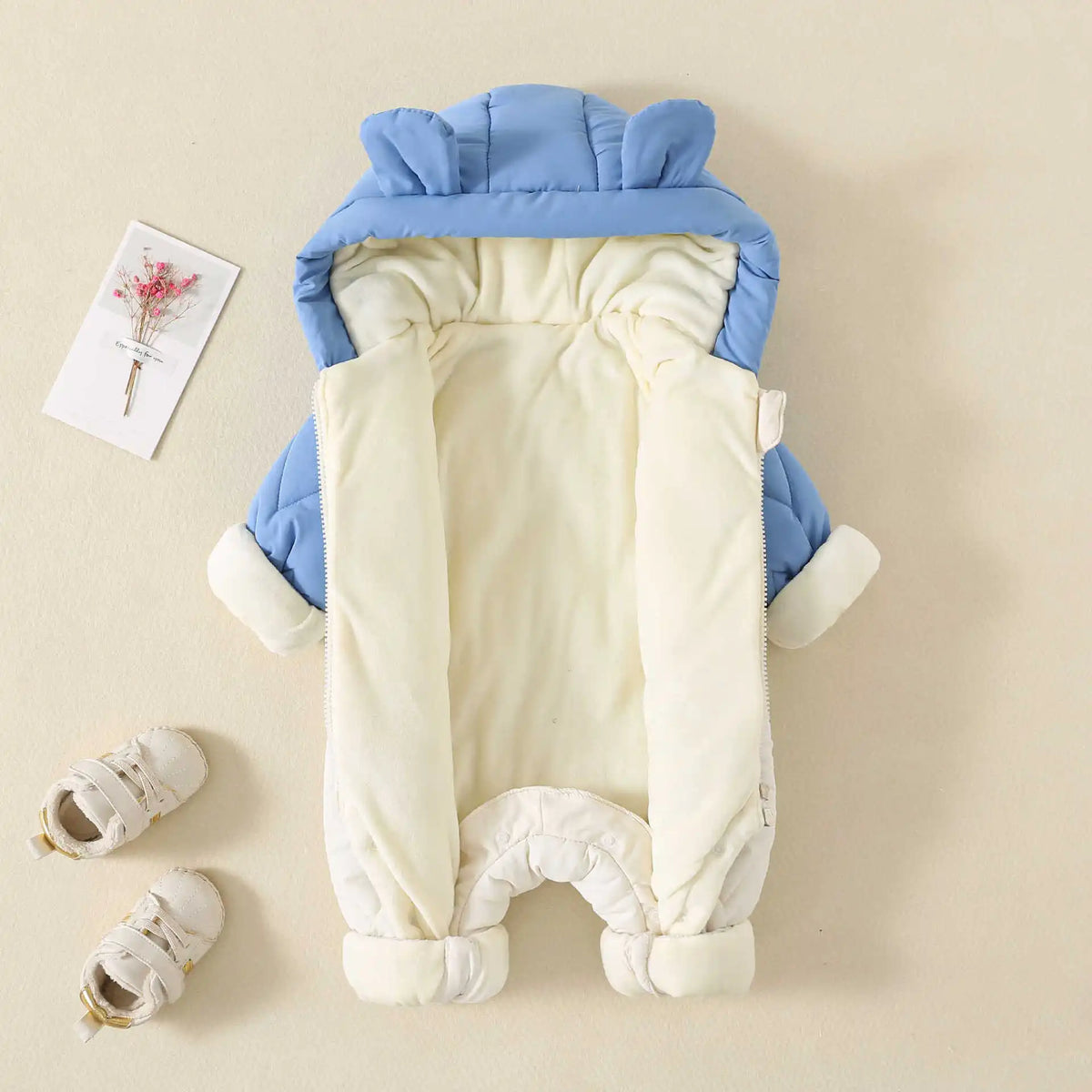 Winter Baby Outwear Clothing Fur Lining Warm Toddler Girl's Boy's Rompers Cartoon Bear Infant Jumpsuit