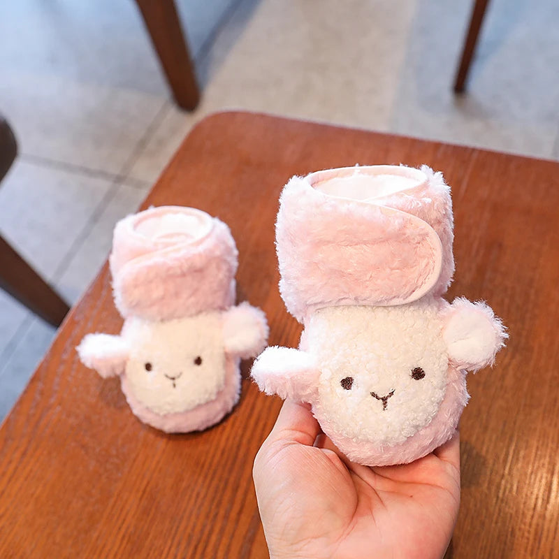 Winter New Cute Cartoon Baby Booties Boy Girl Boots Cotton Soft-Sole Non-Slip Warm Toddler First Walkers Infant Crib Shoes