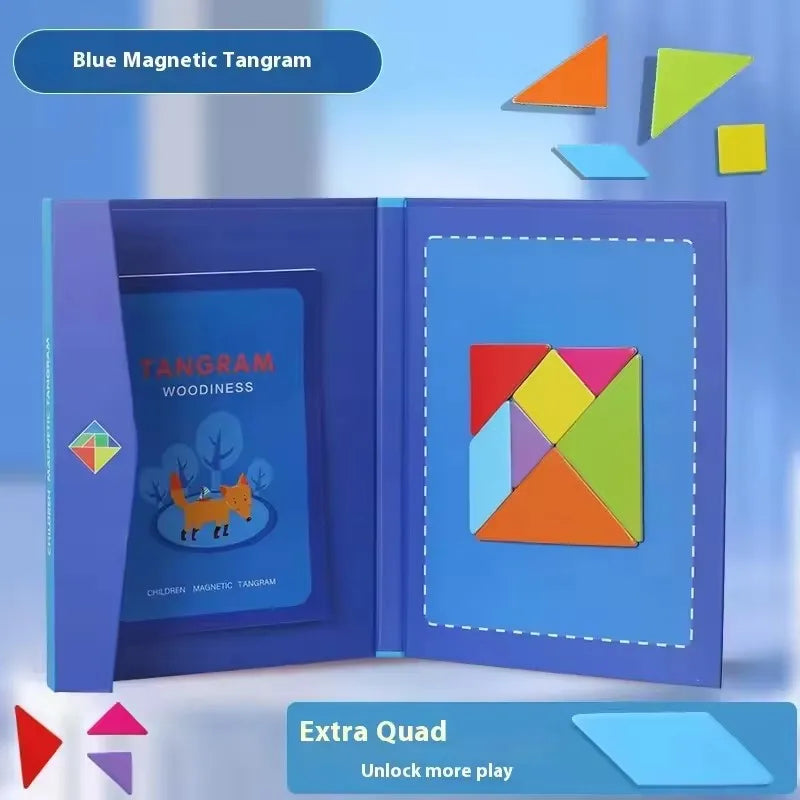 Funy 3D Magnetic Jigsaw Puzzle Tangram Board Geometric Shapes Montessori Educational Toy for Children Kindergarten