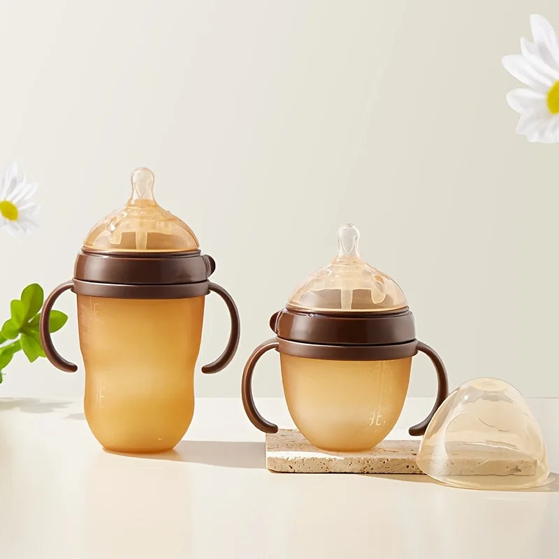 150ml Brown baby bottle, suitable for feeding, portable and simple style, with the handle