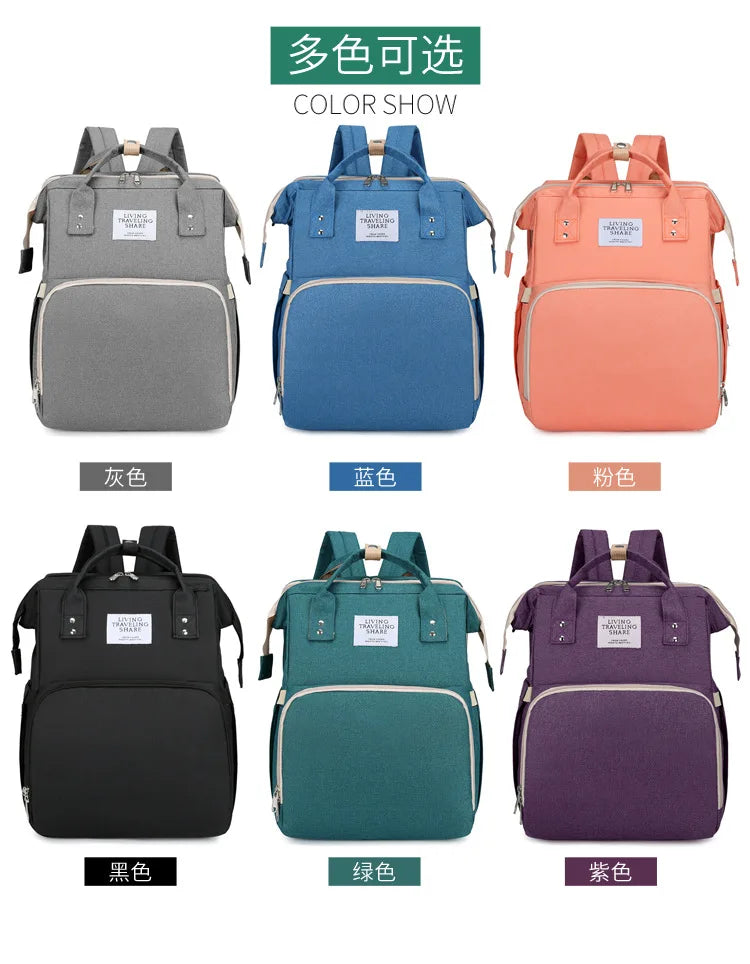 Baby Bed Mother Large Capacity Nappy Milk Bottle Backpacks with Changing Mat Convenient Baby Nursing Bags Gift Mommy Diaper Bags