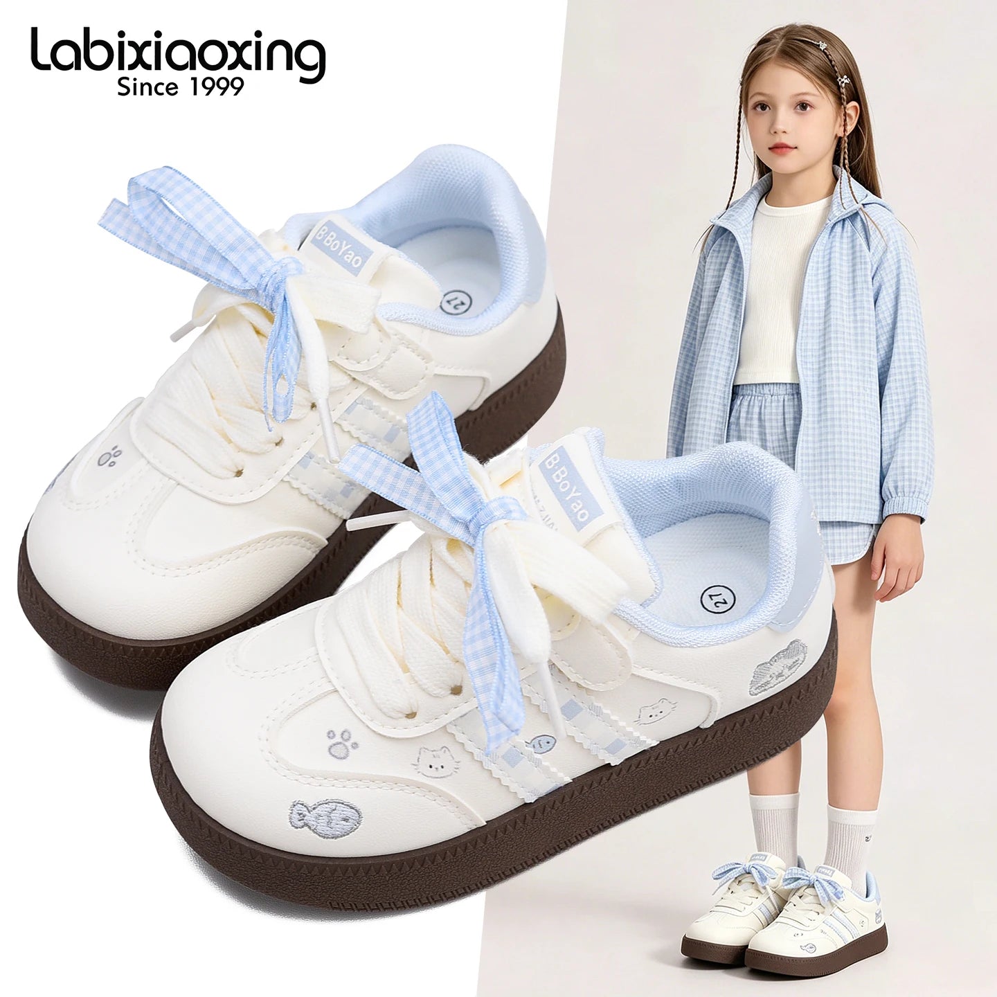 Girls' board shoes 2026 Spring and Autumn new children's casual shoes, elementary school sports shoes, anti slip soft soled litt