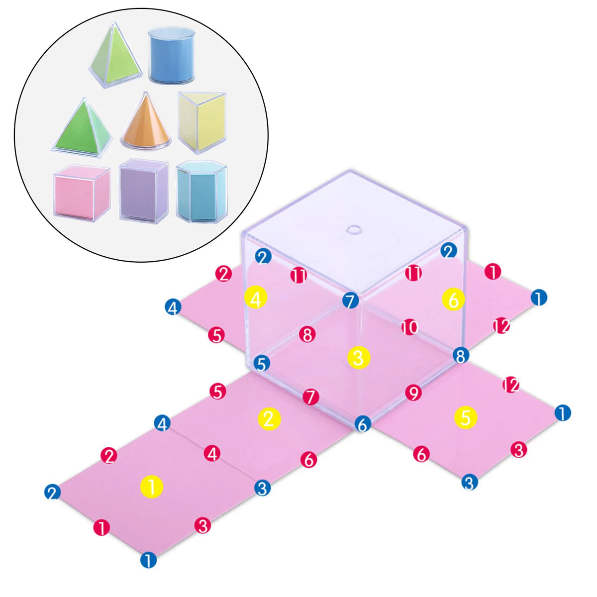 8 Transparent Geometric Solids Perspective Demonstration Model Textbook Version Math Learning Tool Montessori Educational Toy