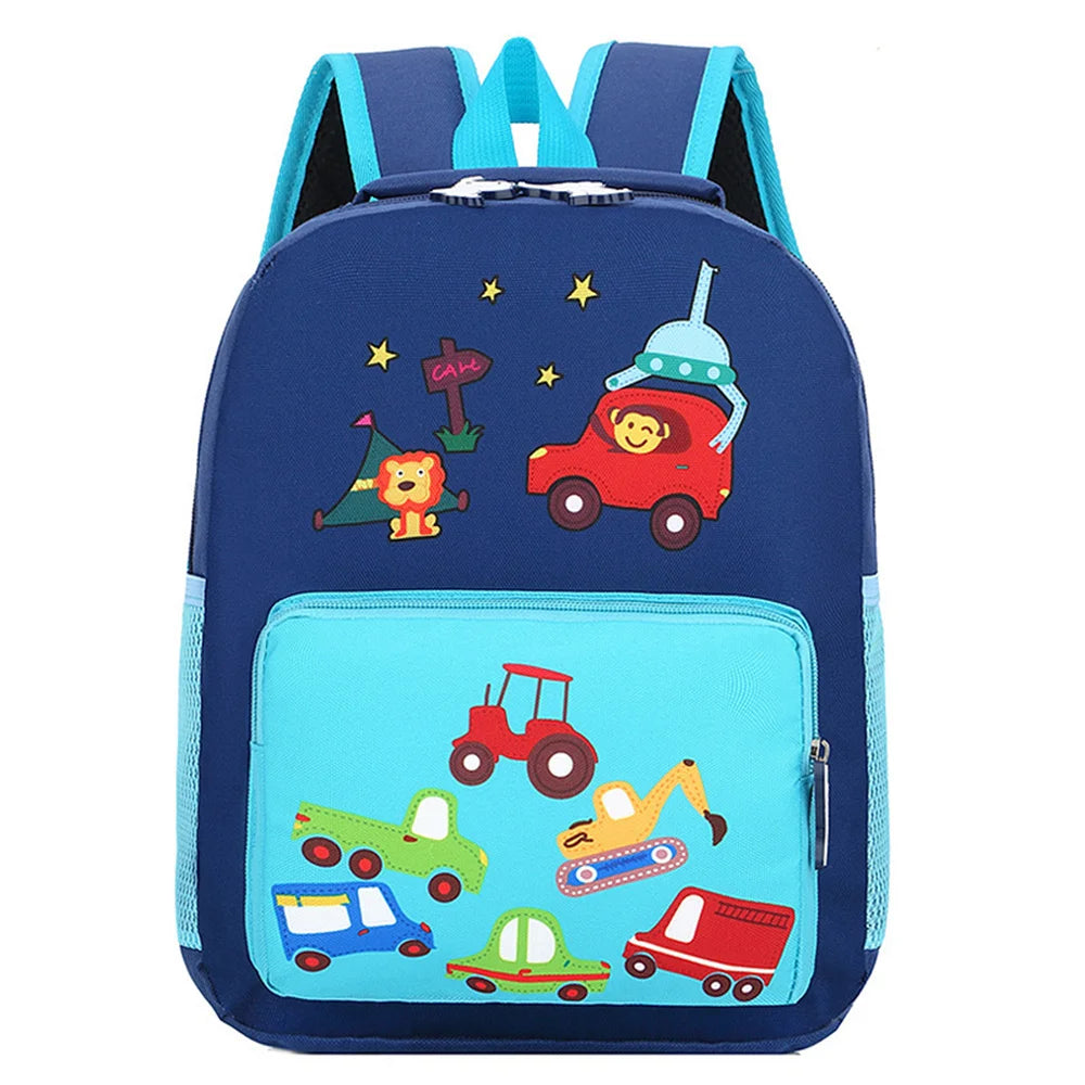 Cartoon Cars Kindergarten Backpacks Personalized Embroidered Name Children's Schoolbags Custom Name Baby Outgoing Snack Bags