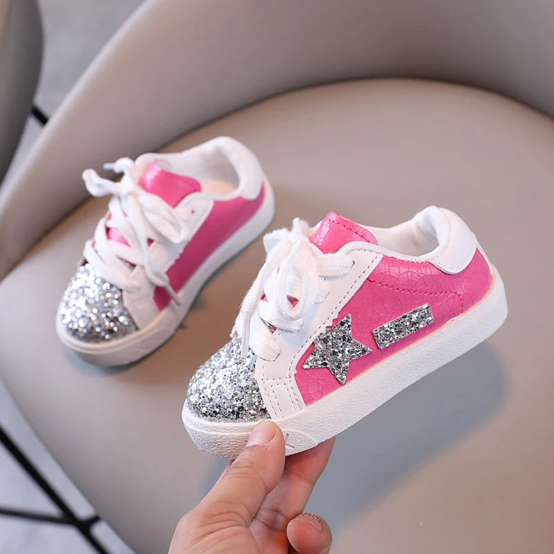 Girls' Shoes 2025 Spring New  Casual Versatile Little Girls  Star sneakers Spring and Autumn Children's Sports Shoes